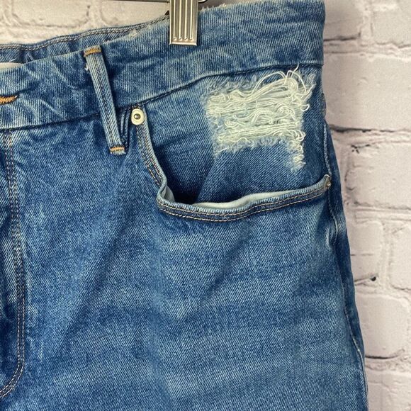 Good American High Rise Always Fits Jeans Medium Wash Distressed Size 10/30 - Picture 4 of 10